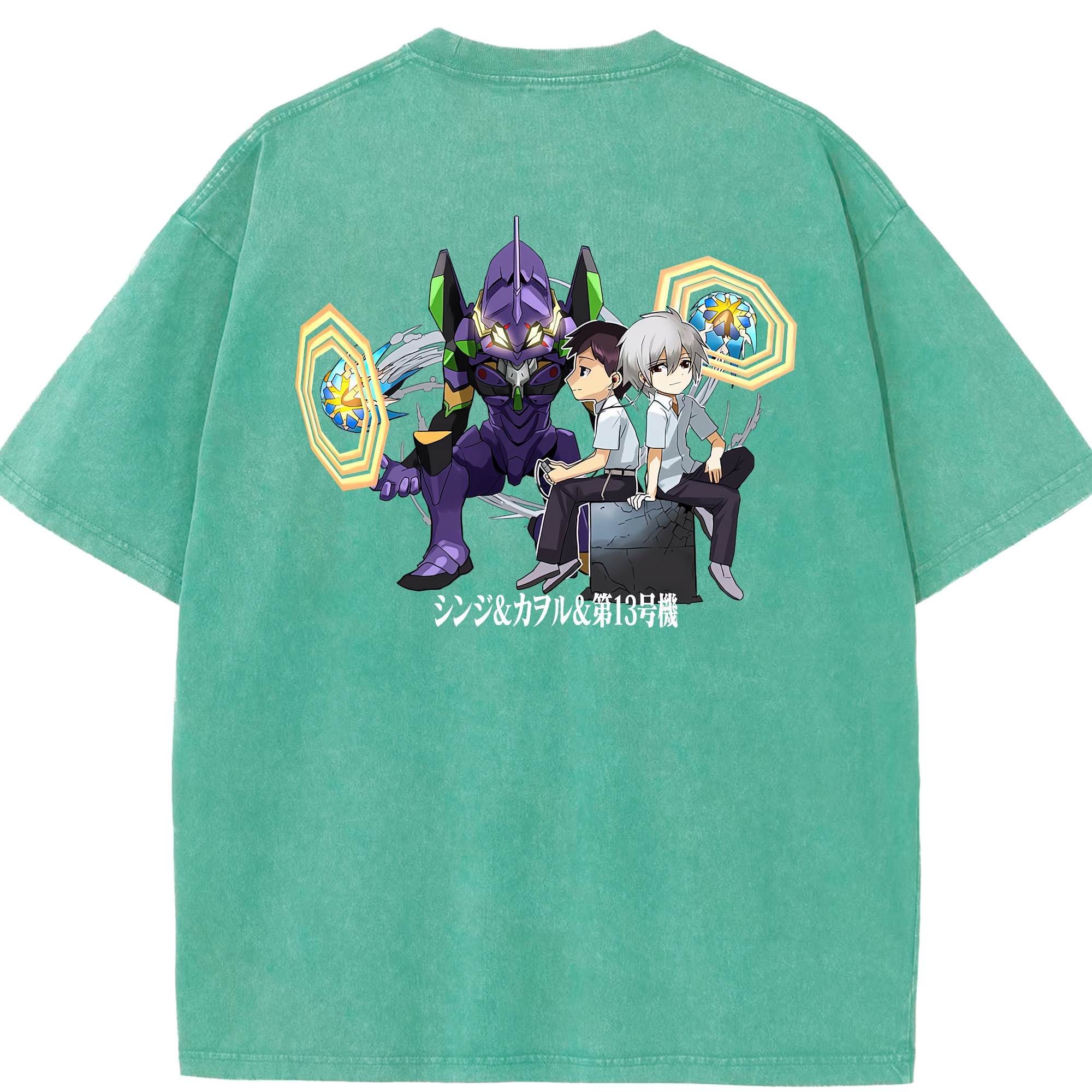 （画像用） EVA 新世紀エヴァンゲリオン 綿100% ヴィンテージ風 半袖Tシャツ（背面プリント）